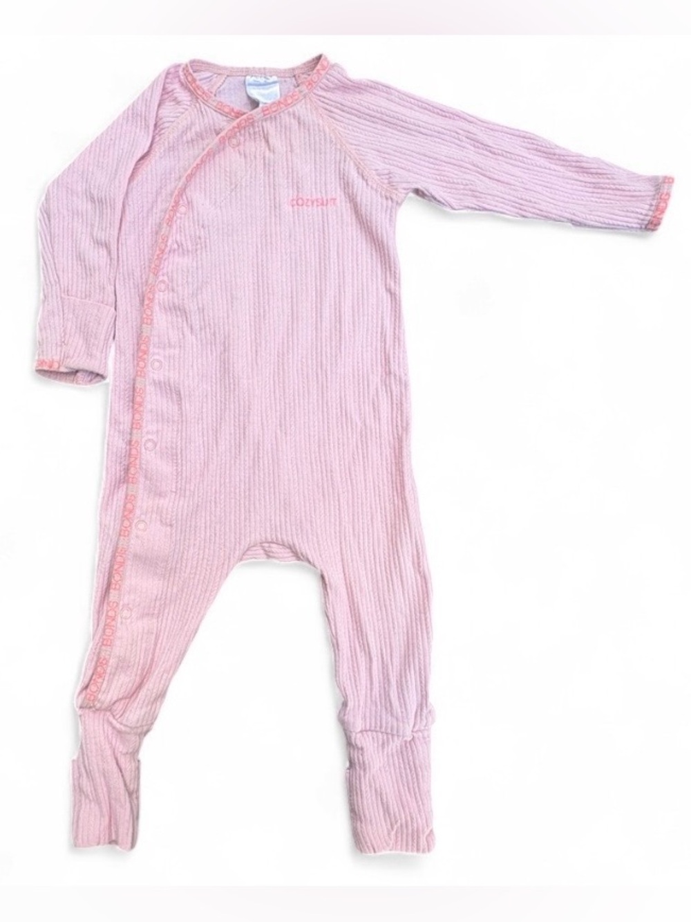 Bonds cosysuit Pink Ribbed two way zip sleeper
